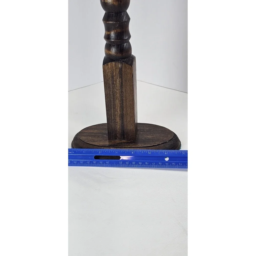 Vintage‎ Primitive Wooden Candlestick Holder Rustic Farmhouse Taper Candle 12